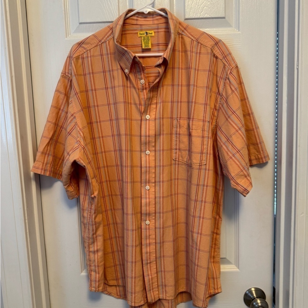 Duck Head men's plaid orange and blue shirt vintage  NWOT. Size XXL
